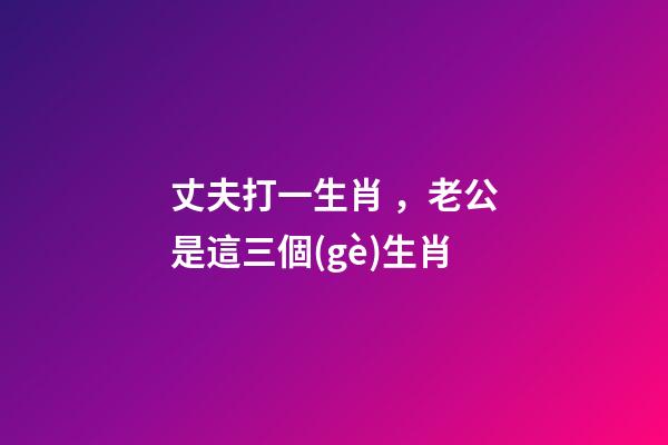 丈夫打一生肖，老公是這三個(gè)生肖